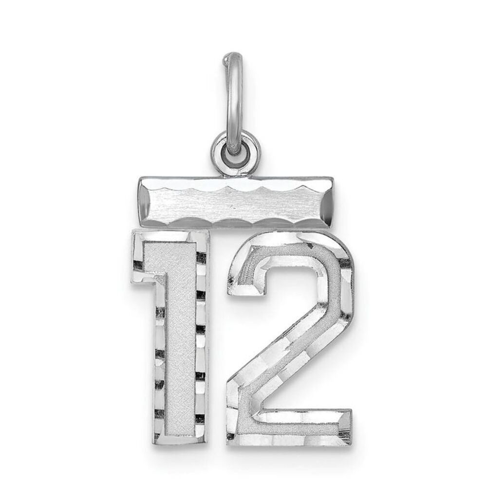 Sterling Silver, Varsity Collection, Small D/C Pendant, Number 12